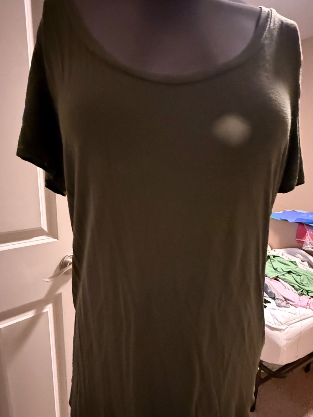 American Eagle Outfitters Olive Scoop Neck Short Sleeve Tunic